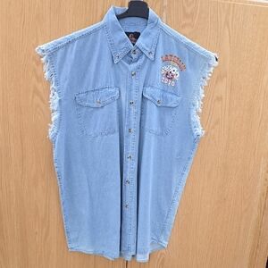 Blue Denim Sleeveless Shirt